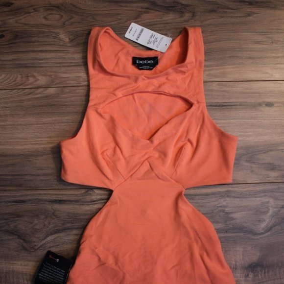 Bebe Cutout Midi Orange Dress - Picture 3 of 10